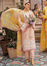 SM0003 MUSHQ 3PC Summer EMBROIDERED LAWN SUIT WITH PRINTED SILK DUPATTA